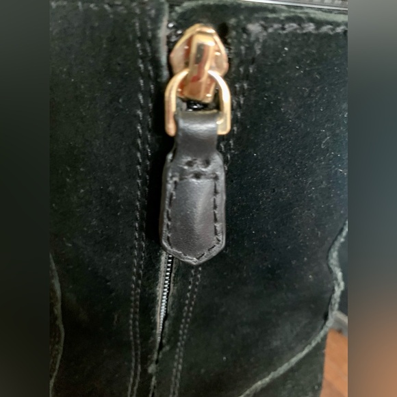 Tory Burch Black Suede Western Calf height Boots 🥾 Inside Zip Round Toe - Picture 3 of 15